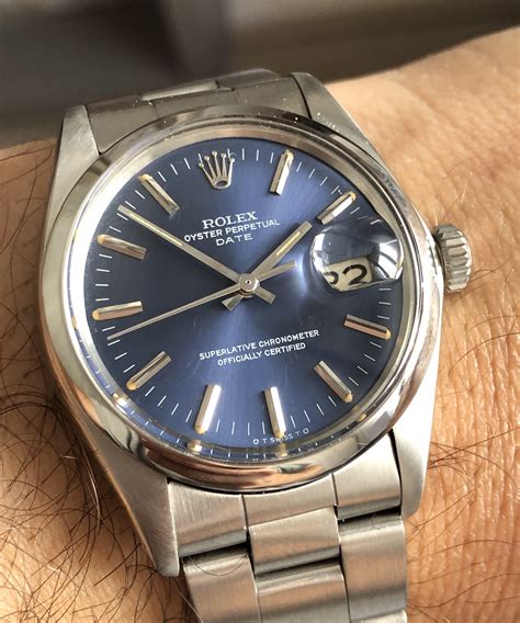 Rolex Oyster Perpetual Date 1500 Blue Dial 18 Kt 